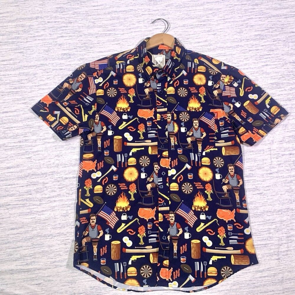 RSVLTS City of Pawnee Parks & Rec Ron Swanson Shirt of Greatness Kunuflex Mens M